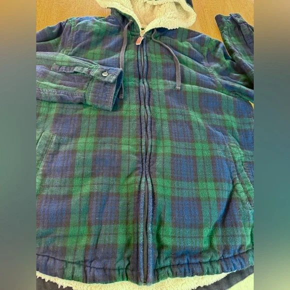 L.L.Bean Women's Scotch Plaid Flannel Sherpa-Lined Zip Hoodie Size Small Outdoor - Picture 5 of 10